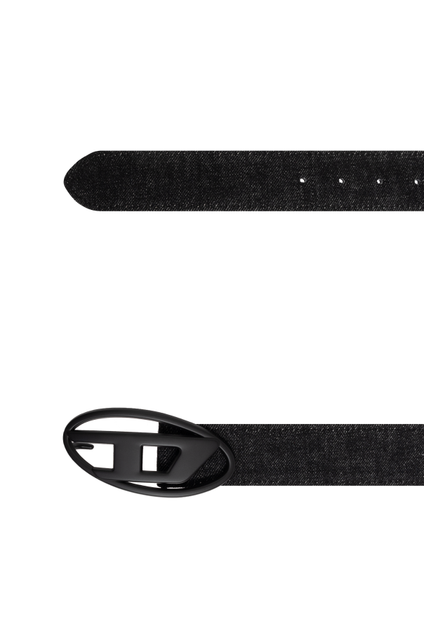 DIESEL 1DR Oval D ブラック レザー ベルト 75サイズ Women's 3.9cm leather belt with metallic Oval D buckle
